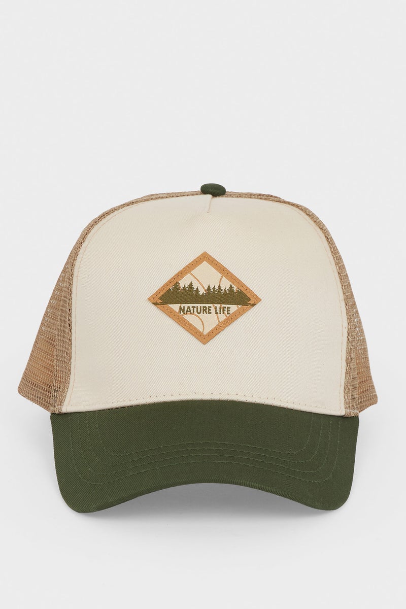 DeFacto Green Man Man Label Printed Denim Baseball Cap Casual - Image 5